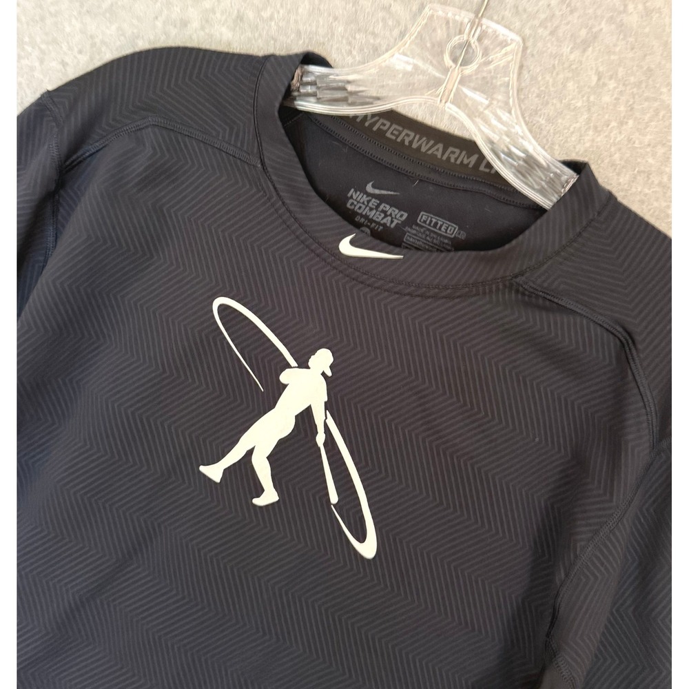 Nike Pro Combat Hyperwarm Lite Shirt Mens XL Black Baseball Graphic Long Sleeve